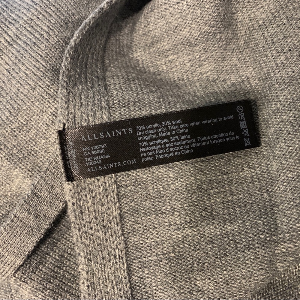 NWT All Saints | Tie Ruana Grey Marl - Picture 7 of 8